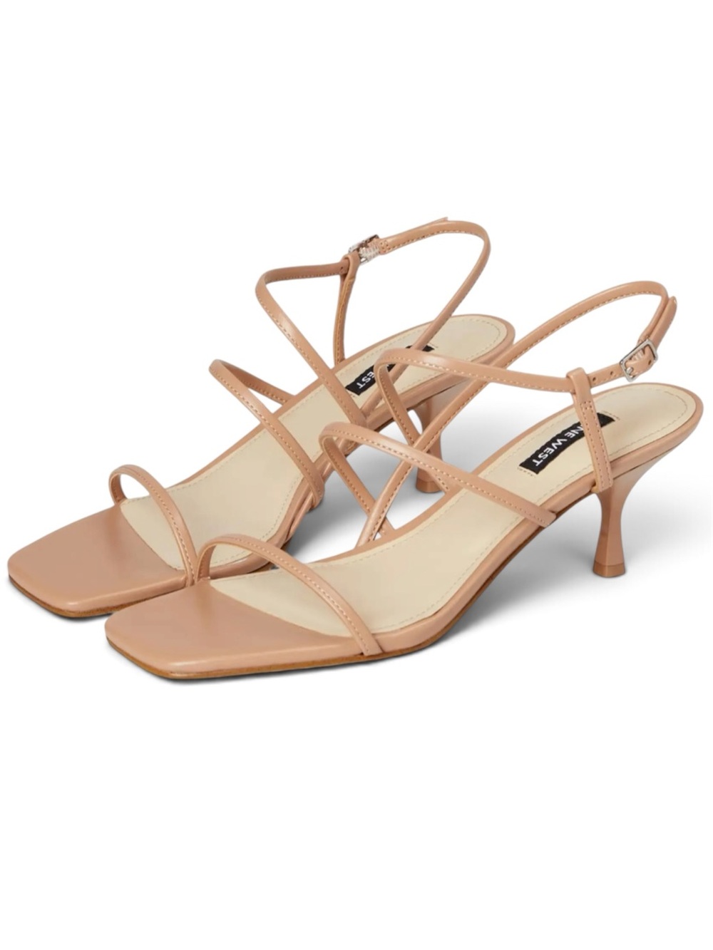 Nine West Hindy Nude Slingback Kitten Heel Sandals Size: 8.5